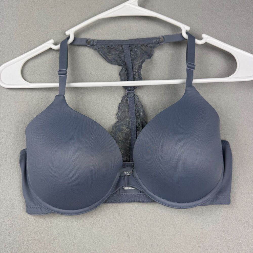 Modern Movement Bra 34C Gray Lace Racerback Underwire T-Shirt Bra